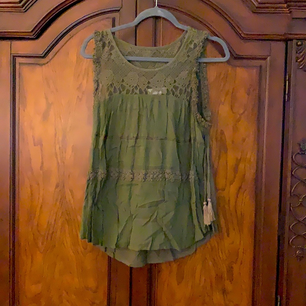 Knox Rose Olive Green Boho Top